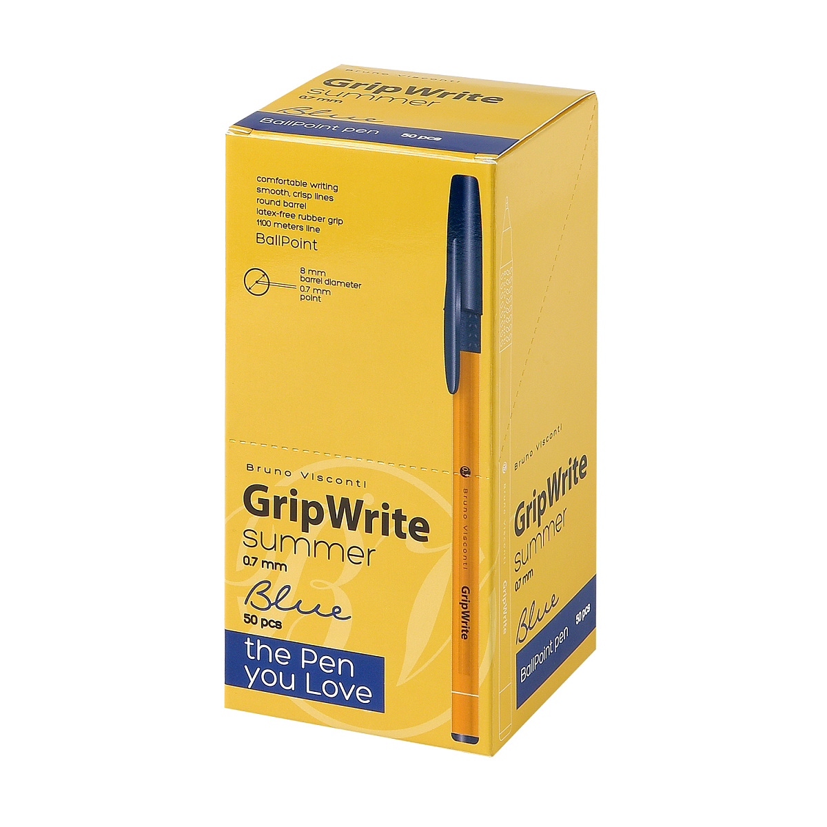 Ручка "GripWrite Summer" ШАРИКОВАЯ 0.7 мм, СИНЯЯ