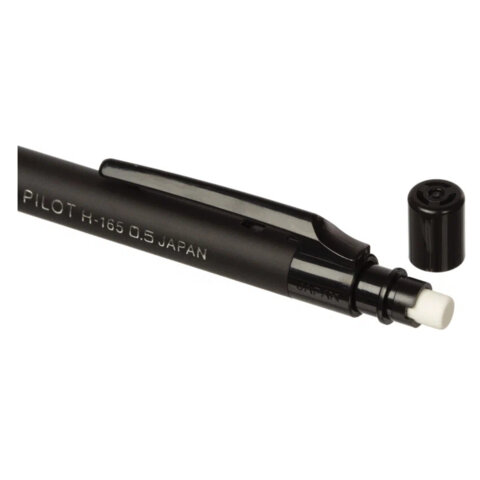 Карандаш механический PILOT Н-165, корпус черный, прорезиненный, ластик, 0,5 мм, Карандаш механический PILOT Н-165, корпус черный, прорезиненный, ластик, 0,5 мм,