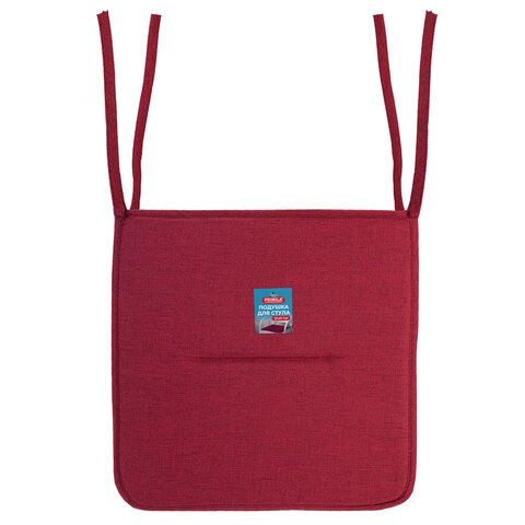 Подушка на стул плоская "РОГОЖКА" 37x37 см, полиэстер, бордовая,