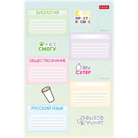 Наклейки ПРЕДМЕТНЫЕ для маркировки школьных принадлежностей, НАБОР 4 листа, 40