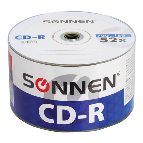 Диск CD-R SONNEN 700 Mb 52x Bulk (термоусадка без шпиля), КОМПЛЕКТ 50 шт., Диск CD-R SONNEN 700 Mb 52x Bulk (термоусадка без шпиля), КОМПЛЕКТ 50 шт.,