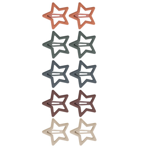 Заколки для волос НАБОР 10 шт., 3 см, клик-клак, звездочки, матовый, разные Заколки для волос НАБОР 10 шт., 3 см, клик-клак, звездочки, матовый, разные