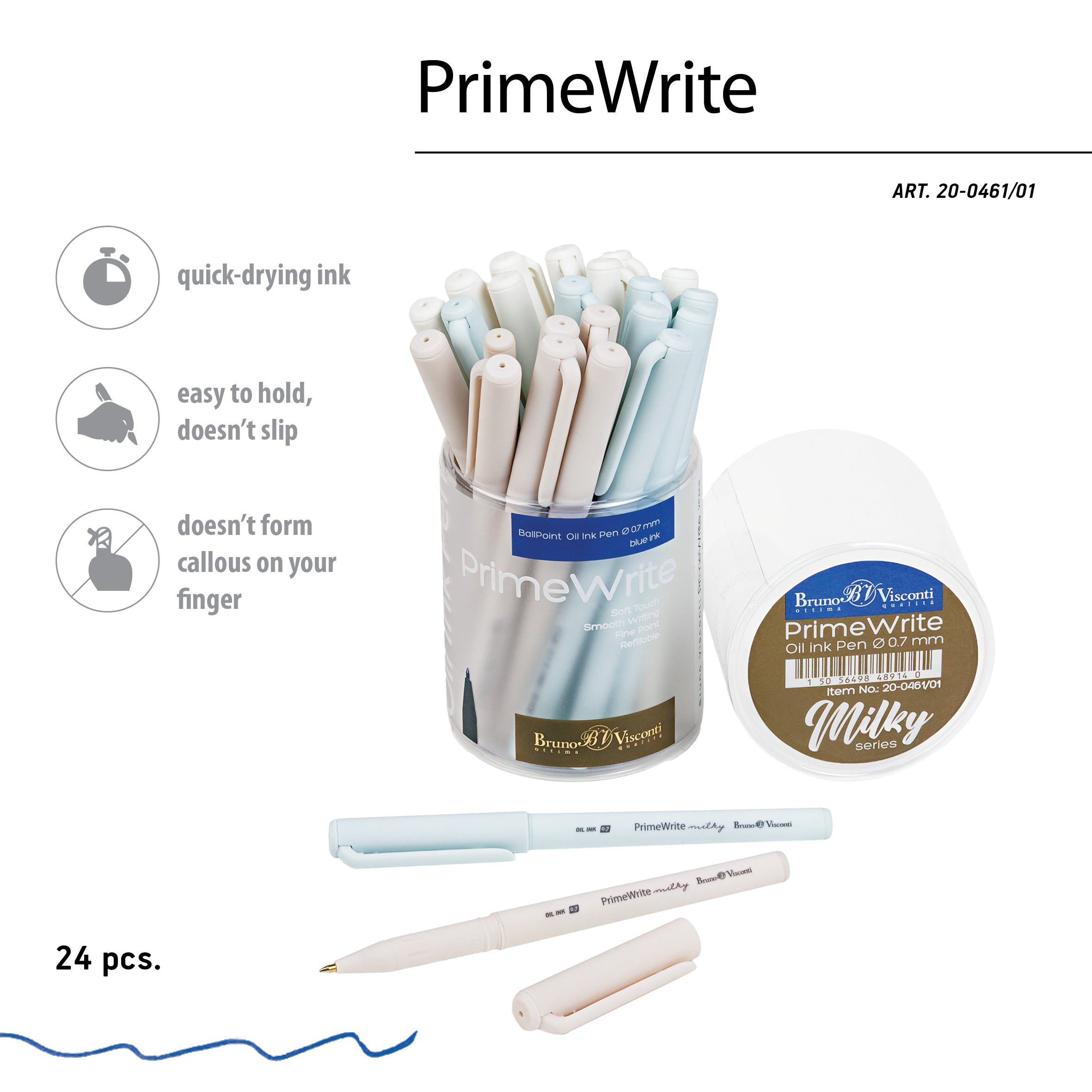 РУЧКА "PrimeWrite. Milky" С ЧЕРНИЛАМИ НА МАСЛЯНОЙ ОСНОВЕ, 0,7 ММ, РУЧКА "PrimeWrite. Milky" С ЧЕРНИЛАМИ НА МАСЛЯНОЙ ОСНОВЕ, 0,7 ММ,