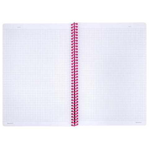 Тетрадь обложка пластик, А4 80 л., спираль пластик, резинка, клетка, BRAUBERG, Тетрадь обложка пластик, А4 80 л., спираль пластик, резинка, клетка, BRAUBERG,