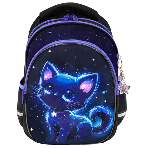 Рюкзак BRAUBERG OPTIMA, 2 отделения, с брелком, "Glowing kitten", Рюкзак BRAUBERG OPTIMA, 2 отделения, с брелком, "Glowing kitten",