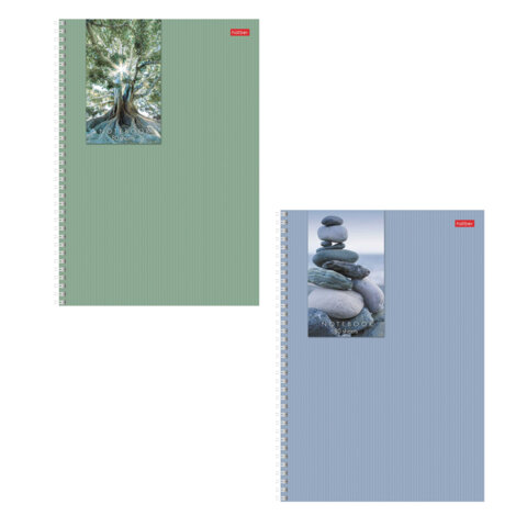 Тетрадь А4 80 л,. HATBER, гребень, клетка, матовая ламинация, цветной срез, Тетрадь А4 80 л,. HATBER, гребень, клетка, матовая ламинация, цветной срез,