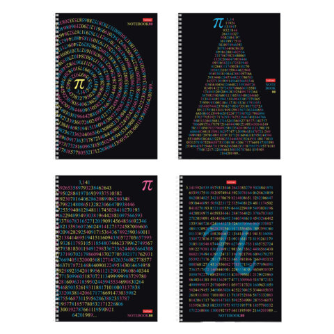 Тетрадь А4 80 л., HATBER, гребень, клетка, обложка картон, "Число Пи" Тетрадь А4 80 л., HATBER, гребень, клетка, обложка картон, "Число Пи"