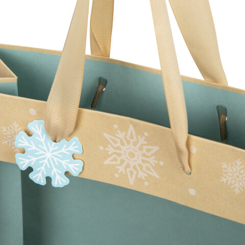 Пакет подарочный (1 шт.) новогодний, 20х8х20 см, "Snowflakes",