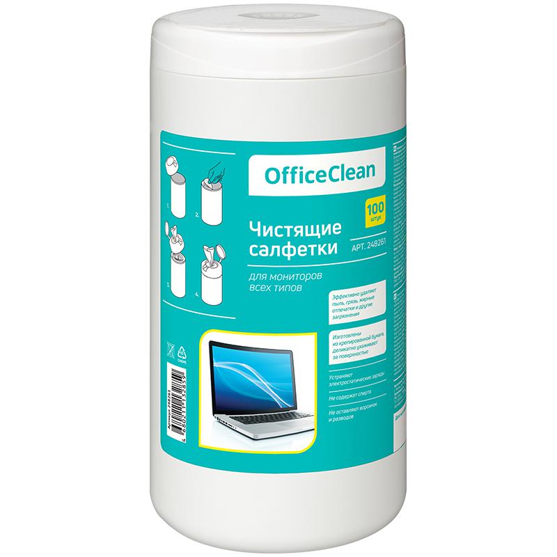 Туба с чист. салфетками OfficeClean для мониторов всех типов, 100шт. 248261 Туба с чист. салфетками OfficeClean для мониторов всех типов, 100шт. 248261