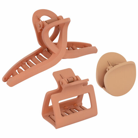 Крабы для волос НАБОР 3 шт., 4 см / 5 см / 11 см, soft touch, коричневый, MONTE Крабы для волос НАБОР 3 шт., 4 см / 5 см / 11 см, soft touch, коричневый, MONTE