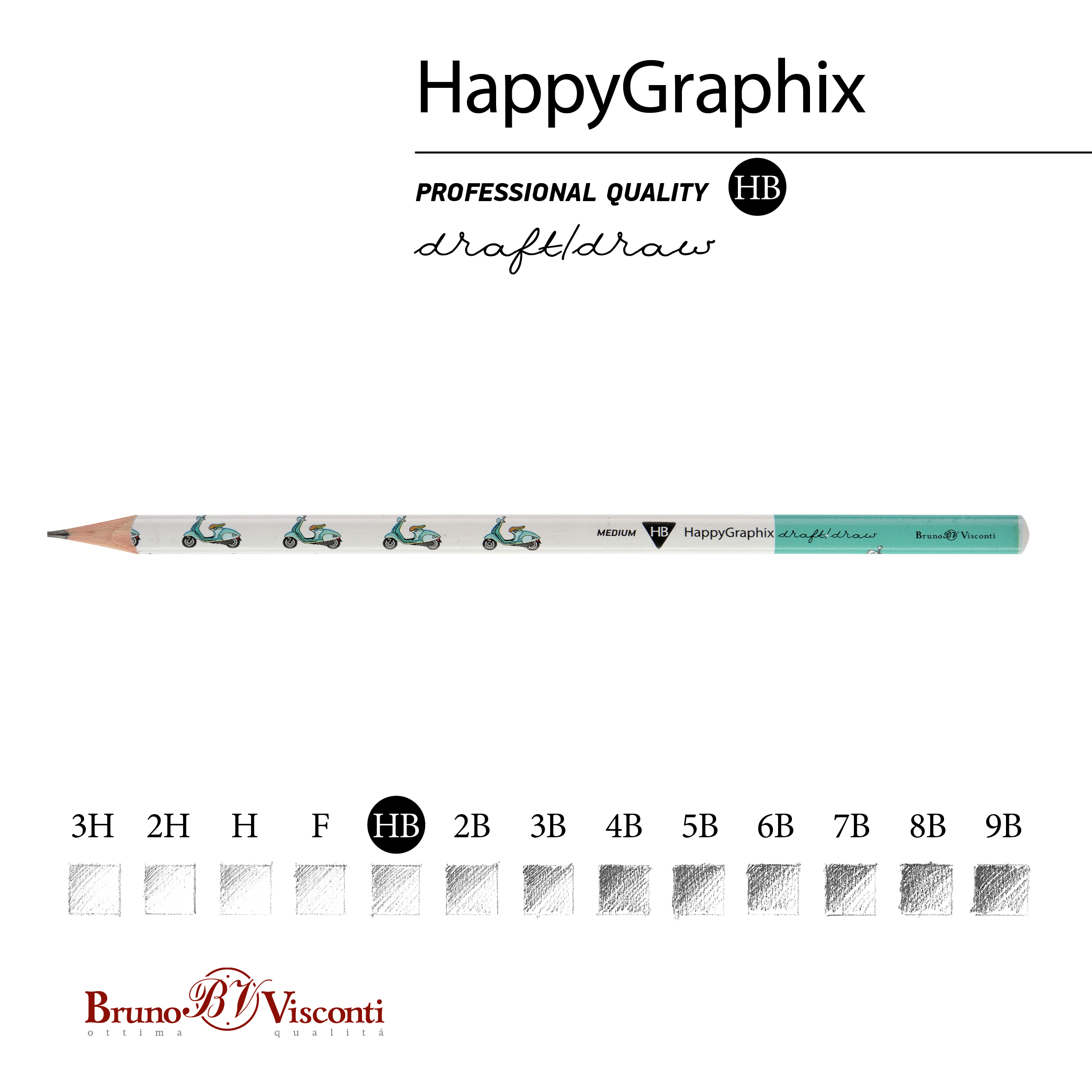 КАРАНДАШ ЧЕРНОГРАФИТОВЫЙ "HappyGraphix" МОПЕДЫ НВ