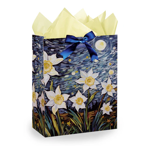 Пакет подарочный (1 штука) 18х10х23 см (M), "3D Flowers", ассорти, с