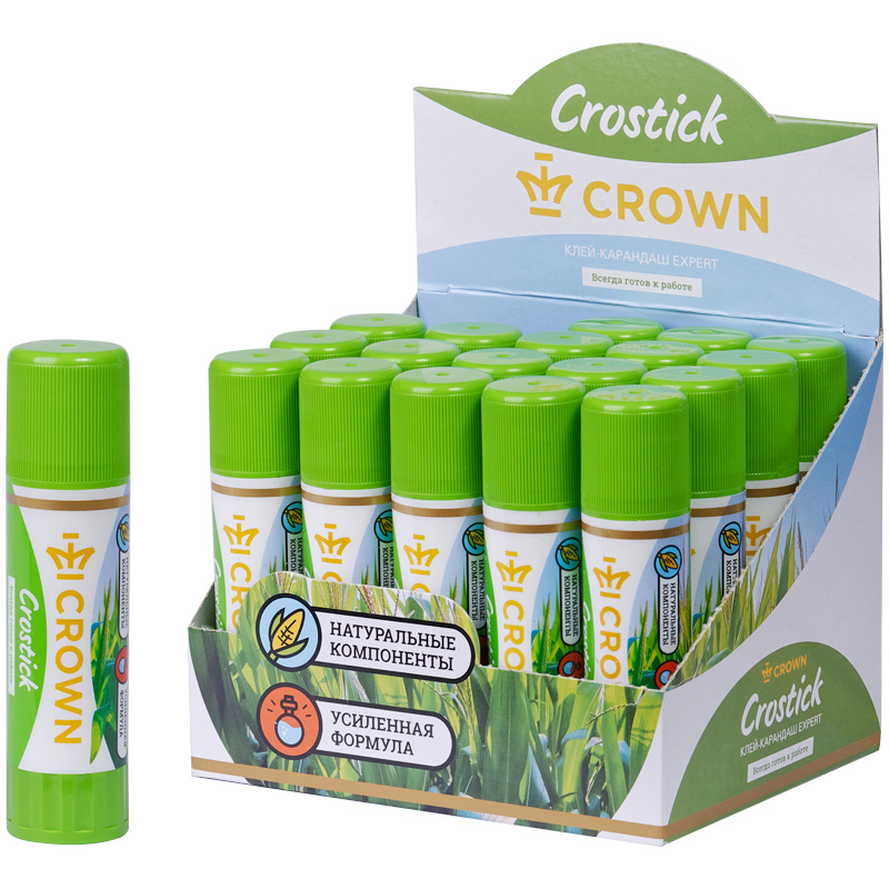 Клей-карандаш Crown "Expert", 15г, ПВП Клей-карандаш Crown "Expert", 15г, ПВП