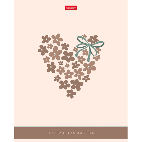 Тетрадь А5, 48 л., HATBER, скоба, клетка, soft-touch ламинация, тиснение,