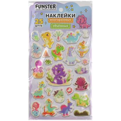 Наклейки объемные "Яркий микс", 19х13,5 см, ассорти 12 видов, FUNSTER