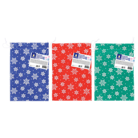 Подарочный мешок (1 шт.) новогодний, 30х20 см, "Snowflakes", нетканый