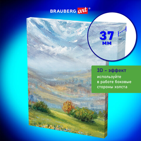 Холст 3D на подрамнике BRAUBERG ART CLASSIC 30х40см, 440г/м, грунт, 100% хлопок