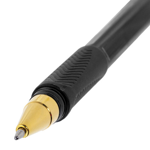 Ручка шариковая BRAUBERG BP-GT GLD BLACK, ЧЕРНАЯ, корпус тонированный, пишущий
