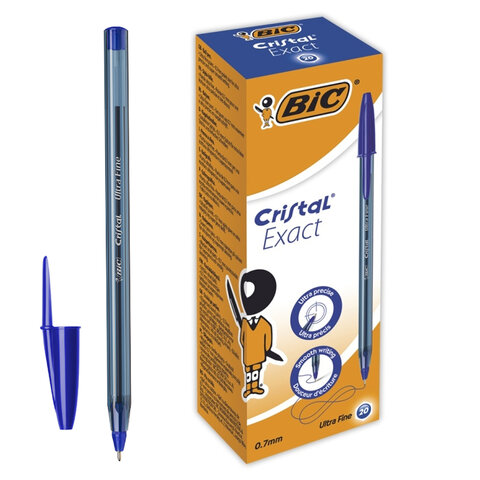 Ручка шариковая BIC "Cristal Exact", СИНЯЯ, корпус тонированный, узел