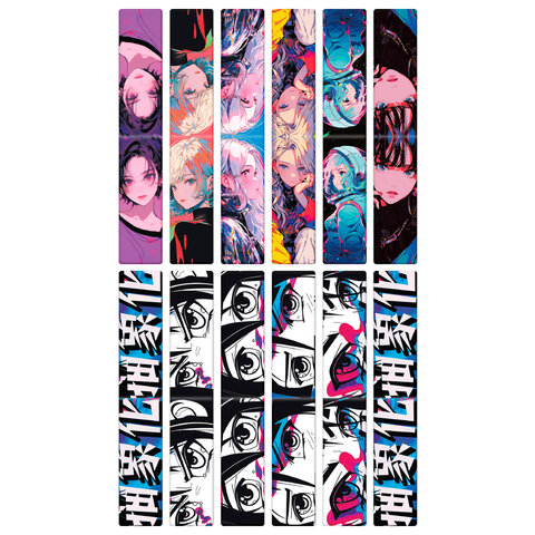 Закладки для книг МАГНИТНЫЕ, "АНИМЕ", комплект 12 штук, 60x20 мм,