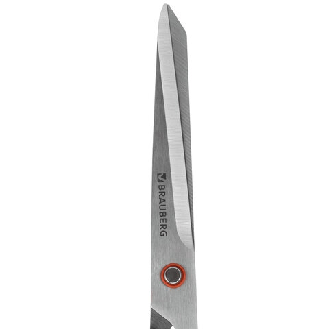 Ножницы BRAUBERG "Super black" 220 мм, черные, 3-сторонняя заточка,