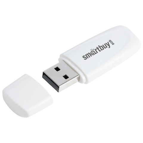 Флеш-диск 8GB SMARTBUY Scout USB 2.0, белый, SB008GB2SCW