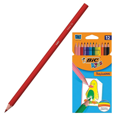 Карандаши цветные BIC "Tropicolors", 12 цветов, пластиковые,