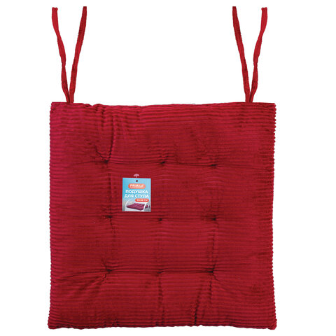Подушка на стул "ВЕЛЬВЕТ" 38х38 см, полиэстер, бордовая, PRIMILA