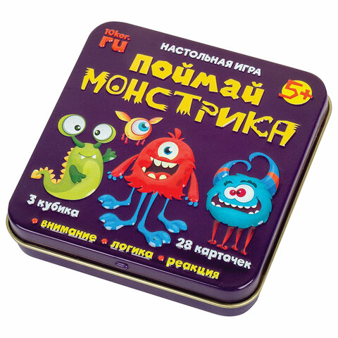 Игра настольная "Поймай монстрика", жестяная коробочка, 10 Игра настольная "Поймай монстрика", жестяная коробочка, 10