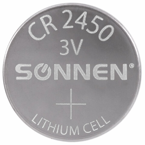 Батарейка литиевая SONNEN Lithium CR2450 "таблетка, дисковая,
