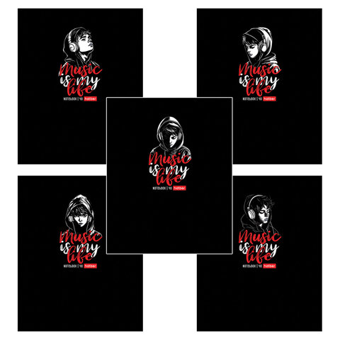 Тетрадь А5 48 л. HATBER скоба, клетка, выборочный лак, "Music is my Тетрадь А5 48 л. HATBER скоба, клетка, выборочный лак, "Music is my