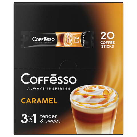 Кофе растворимый порционный COFFESSO "3 в 1 Caramel", пакетик 15 г,