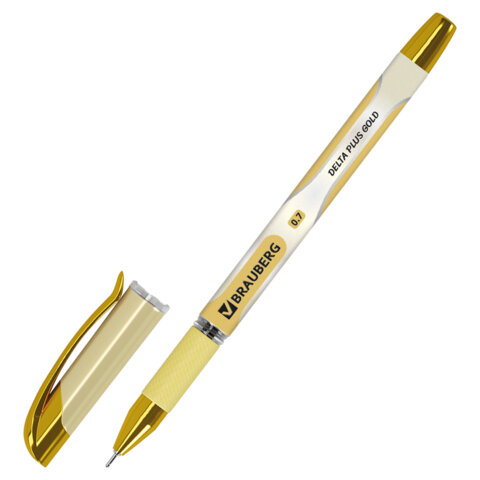 Ручка шариковая масляная с грипом BRAUBERG "Delta Plus Gold", СИНЯЯ, Ручка шариковая масляная с грипом BRAUBERG "Delta Plus Gold", СИНЯЯ,