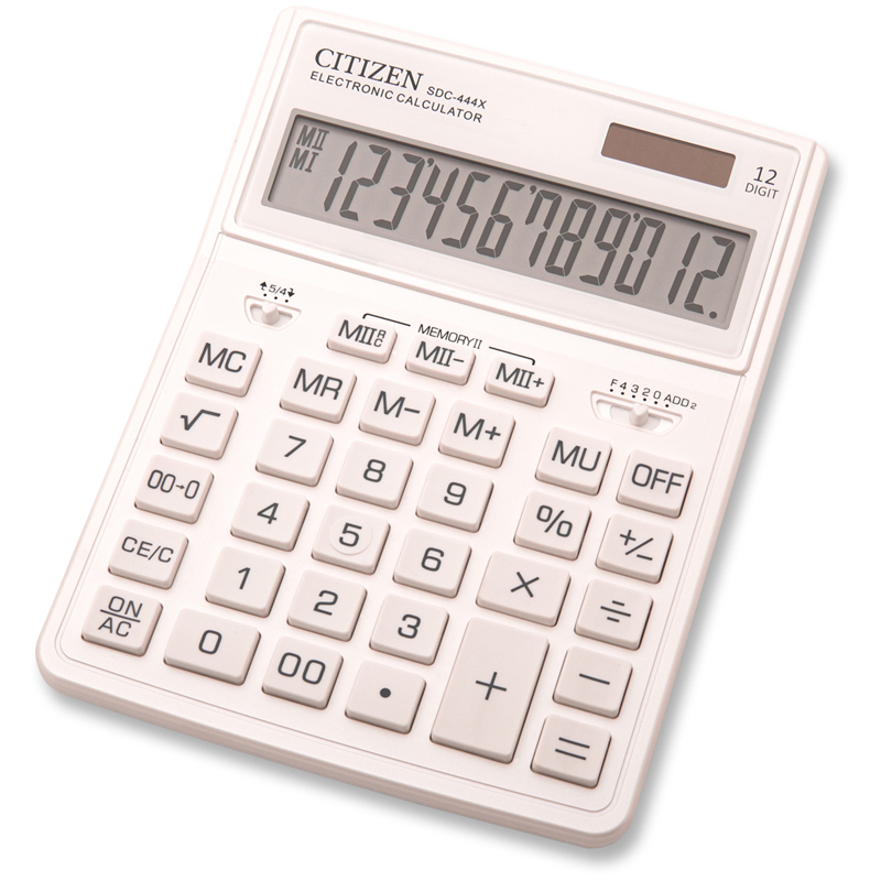 Калькулятор настольный Citizen SDC-444XRWHE, 12 разрядов, двойное питание, Калькулятор настольный Citizen SDC-444XRWHE, 12 разрядов, двойное питание,