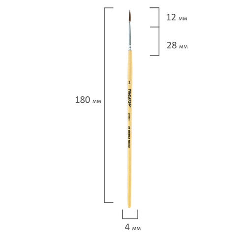 Кисть ПИФАГОР, из ворса пони, круглая, № 2, 200831