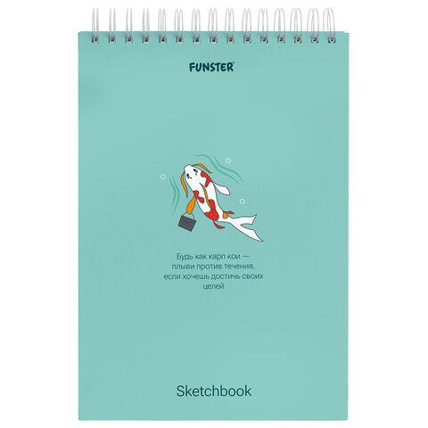 Скетчбук, белая бумага 100 г/м2, 140х201 мм, 60 л., гребень, жёсткая подложка,