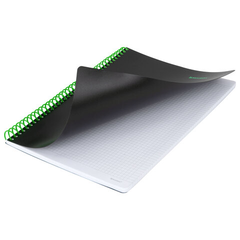 Тетрадь обложка пластик, А4 80 л., спираль пластик, резинка, клетка, BRAUBERG,