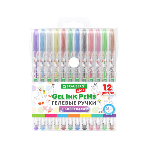 Ручки гелевые С БЛЕСТКАМИ BRAUBERG KIDS "CUTE ANIMALS", НАБОР 12 Ручки гелевые С БЛЕСТКАМИ BRAUBERG KIDS "CUTE ANIMALS", НАБОР 12