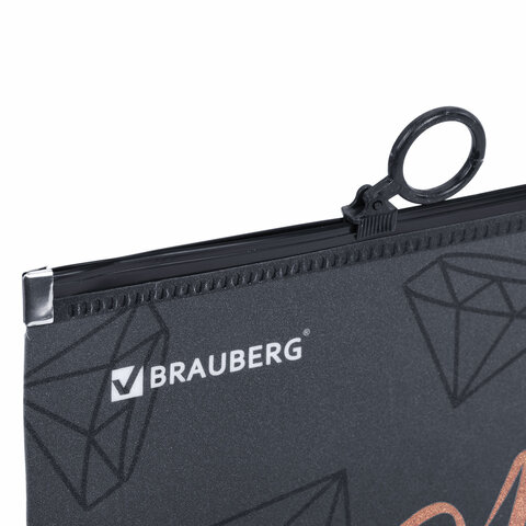 Папка для тетрадей BRAUBERG А4, 1 отделение, пластик, на zip-lock-молнии,