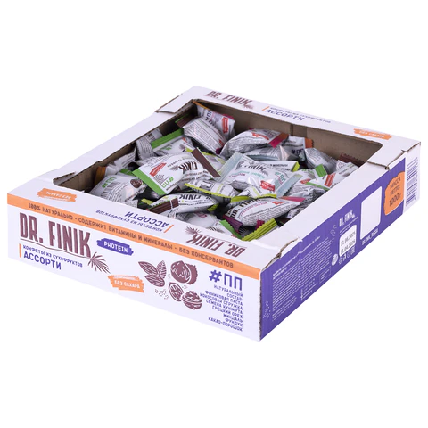 Конфеты финиковые DR.FINIK ассорти (фундук, миндаль, грецкий орех, кунжут), без
