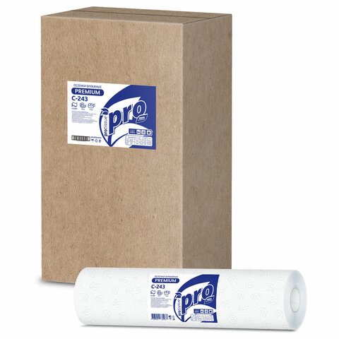 Простыни бумажные рулонные с перфорацией 50 м PROtissue PREMIUM, 2-слойные, 135