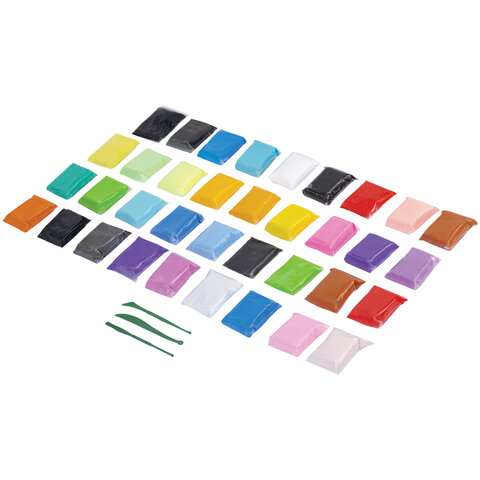 Пластилин супер лёгкий воздушный застывающий 36 штук (32 цвета + 2 белых + 2