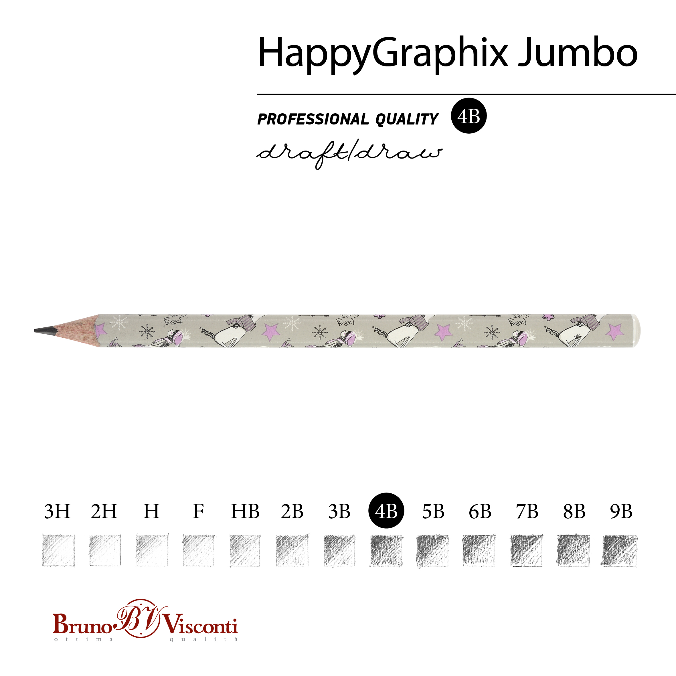 КАРАНДАШ ЧЕРНОГРАФИТОВЫЙ "HappyGraphix Jumbo. Девочка и единорог.