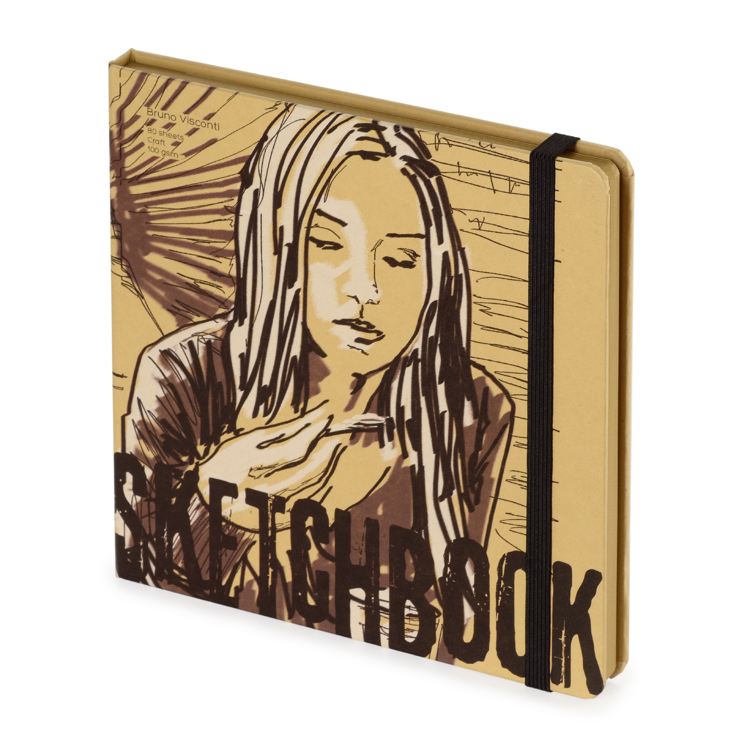 SKETCHBOOK BV, 200х200 мм, 80Л, КРАФТ 100 гр, В ТВЕРДОМ ПЕРЕПЛЕТЕ (3 ВИДА)