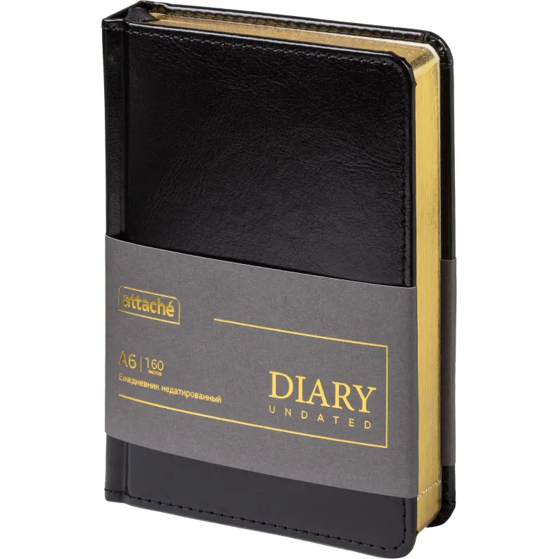 Ежедневник недатированный ATTACHE Gold А6, 160л, черный Ежедневник недатированный ATTACHE Gold А6, 160л, черный