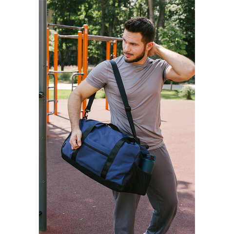 Сумка спортивная HEIKKI MOVE PLUS (ХЕЙКИ), отделение для обуви, синяя, 28х50х23