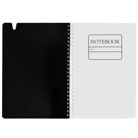 Тетрадь обложка пластик, А5 80 л., гребень мягкий, вырубка для ручки, клетка,