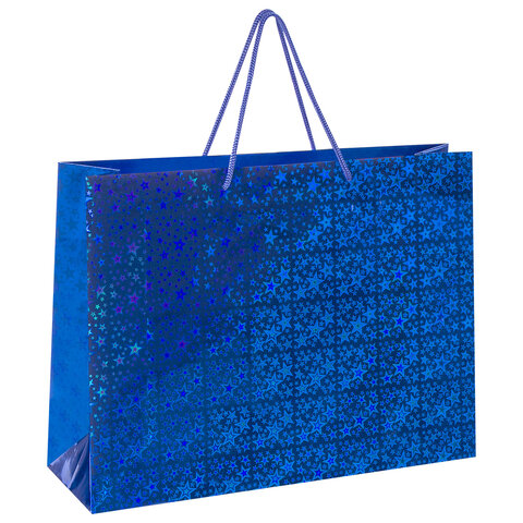 Пакет подарочный 45x13x33 см (XL), НАБОР 3 шт., 3 дизайна, голография, ЗОЛОТАЯ