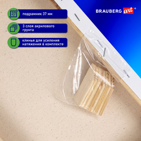 Холст 3D на подрамнике BRAUBERG ART CLASSIC 20х20см, 440г/м, грунт, 100% хлопок