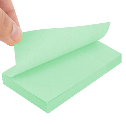 Блок самоклеящийся (стикеры) STAFF STANDARD, ПАСТЕЛЬНЫЙ 76х51 мм, зеленый, 100